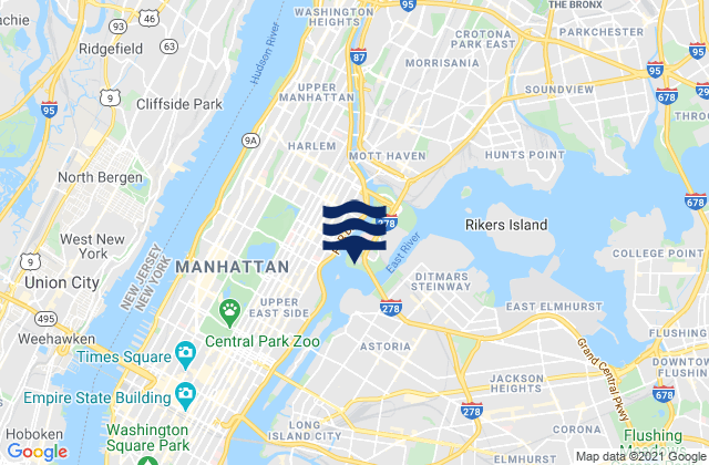 Carte des horaires des marées pour East 110th Street, United States