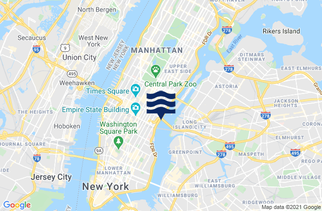 Carte des horaires des marées pour East 41st Street New York City, United States