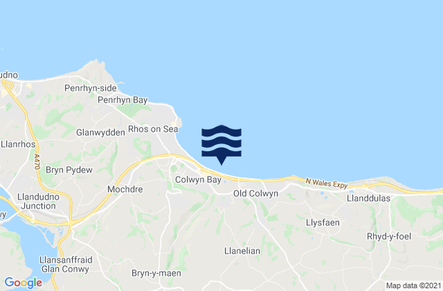 Carte des horaires des marées pour East Colwyn Bay Beach, United Kingdom