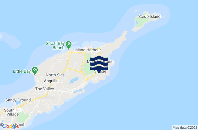 Carte des horaires des marées pour East End, Anguilla