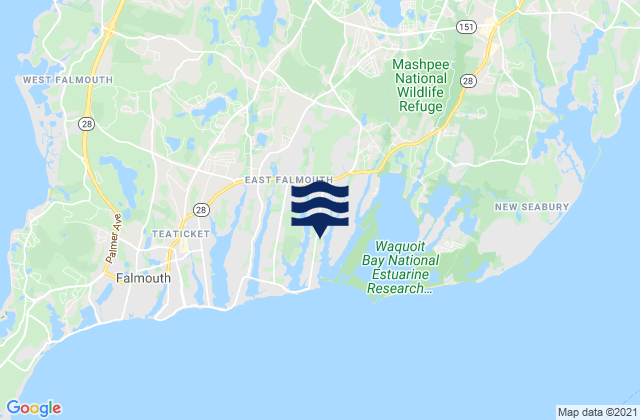 Carte des horaires des marées pour East Falmouth, United States