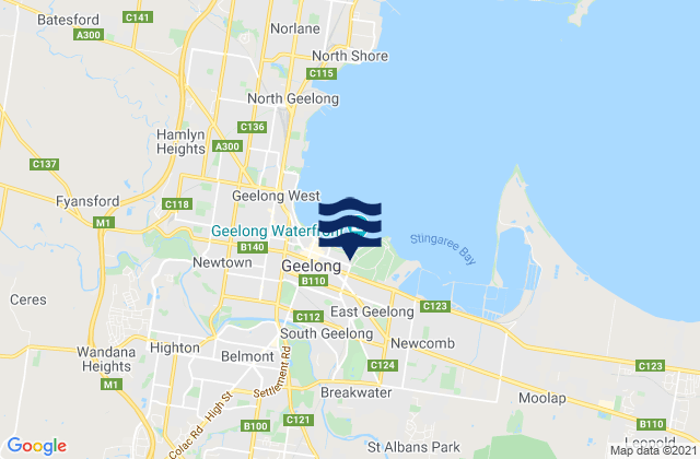 Carte des horaires des marées pour East Geelong, Australia