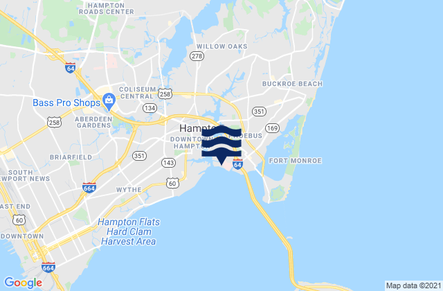 Carte des horaires des marées pour East Hampton, United States