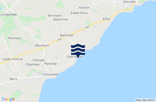 Carte des horaires des marées pour East Haven Beach, United Kingdom