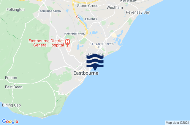 Carte des horaires des marées pour Eastbourne East Beach, United Kingdom