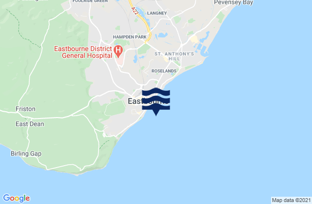 Carte des horaires des marées pour Eastbourne Seafront Beach, United Kingdom
