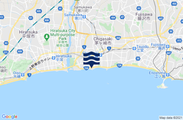 Carte des horaires des marées pour Ebina Shi, Japan