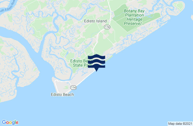 Carte des horaires des marées pour Edisto Beach (Edisto Island), United States