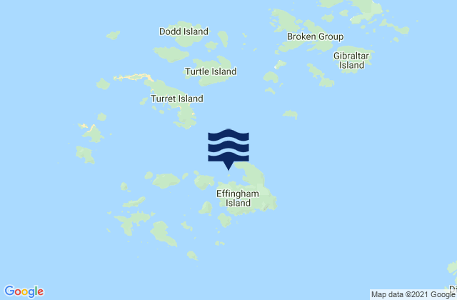 Carte des horaires des marées pour Effingham Bay, Canada