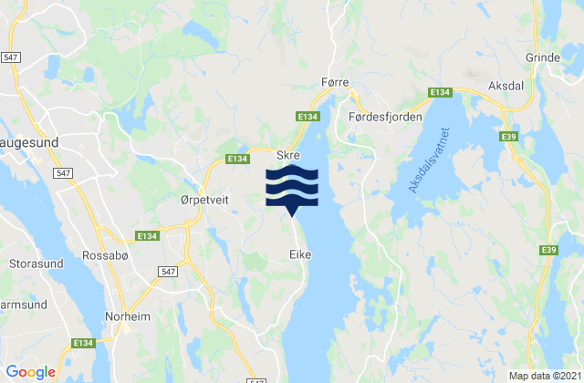 Carte des horaires des marées pour Eike, Norway