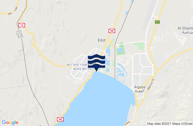 Carte des horaires des marées pour Eilat, Israel