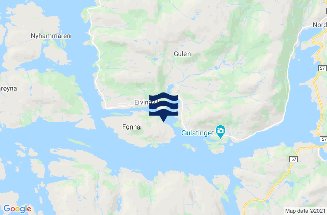 Carte des horaires des marées pour Eivindvik, Norway