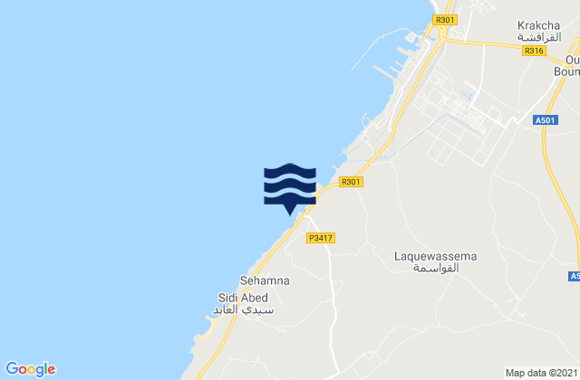 Carte des horaires des marées pour El-Jadida, Morocco