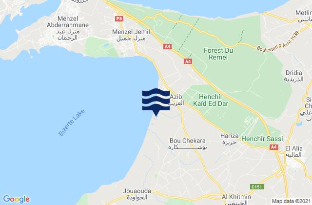 Carte des horaires des marées pour El Alia, Tunisia
