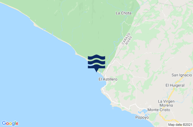 Carte des horaires des marées pour El Astillero, Nicaragua