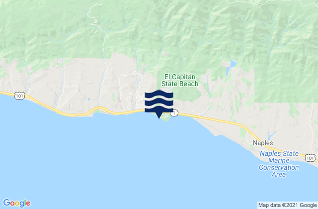 Carte des horaires des marées pour El Capitan Beach, United States