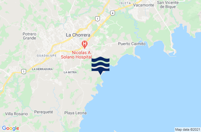 Carte des horaires des marées pour El Coco, Panama