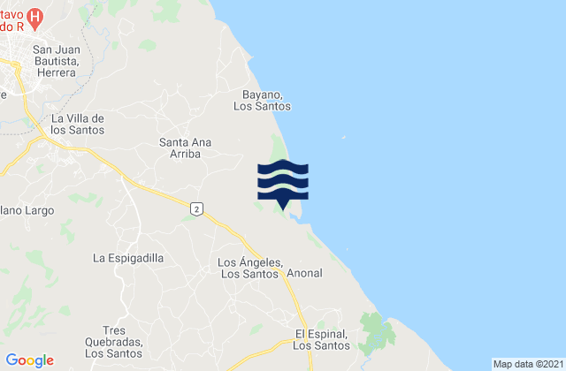 Carte des horaires des marées pour El Ejido, Panama