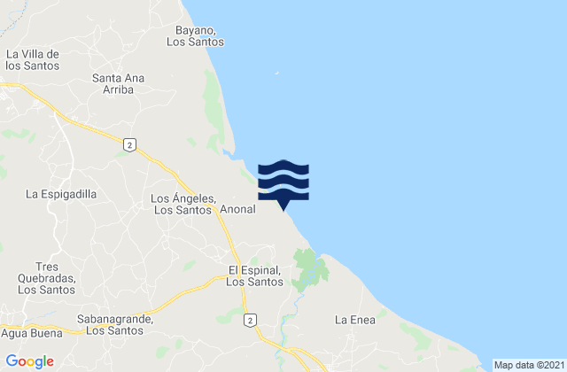 Carte des horaires des marées pour El Espinal, Panama