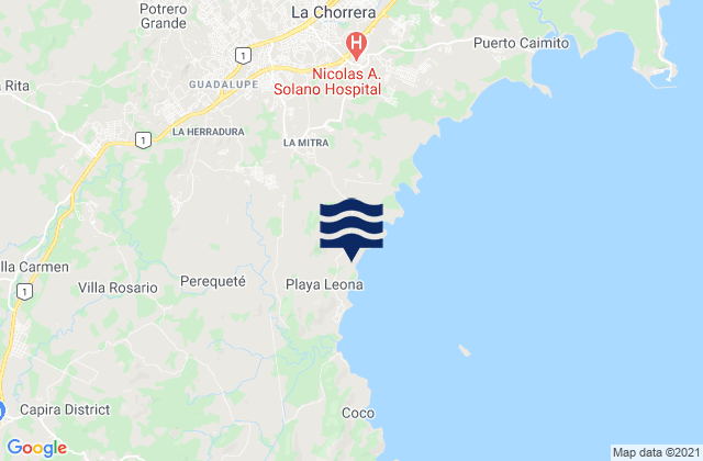 Carte des horaires des marées pour El Espino, Panama