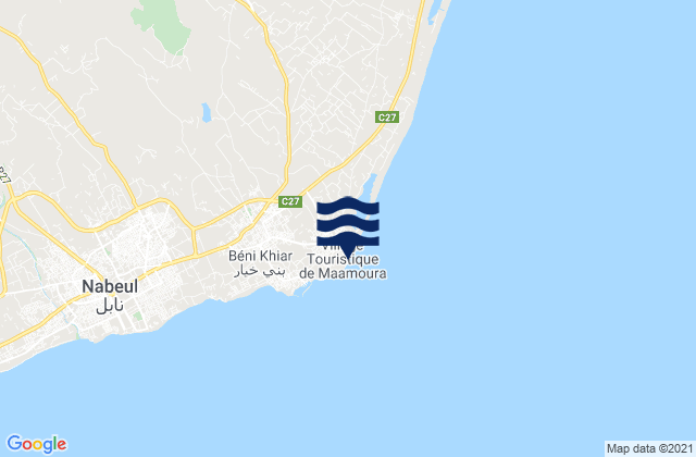 Carte des horaires des marées pour El Maamoura, Tunisia