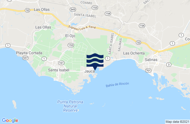 Carte des horaires des marées pour El Ojo, Puerto Rico