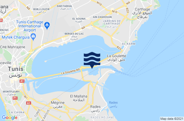 Carte des horaires des marées pour El Omrane, Tunisia
