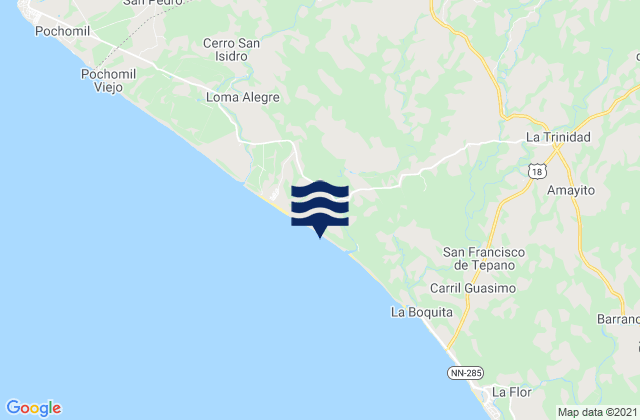 Carte des horaires des marées pour El Rosario, Nicaragua