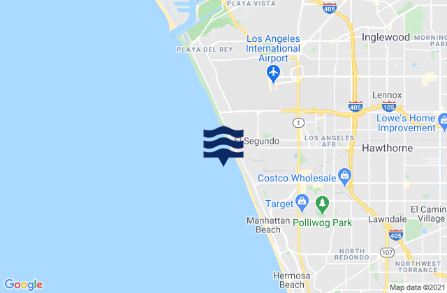 Carte des horaires des marées pour El Segundo (Santa Monica Bay), United States