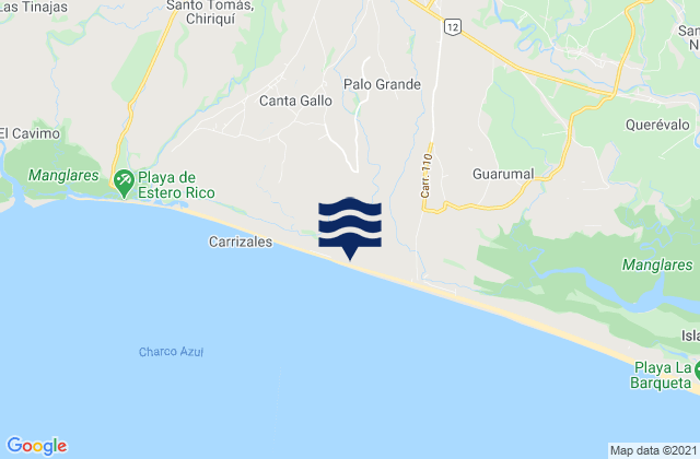 Carte des horaires des marées pour El Tejar, Panama
