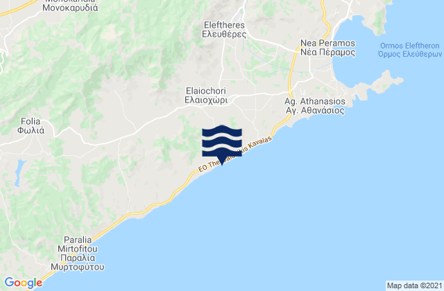 Carte des horaires des marées pour Elaiochóri, Greece