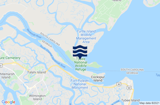 Carte des horaires des marées pour Elba Island Cut NE of Savannah River, United States