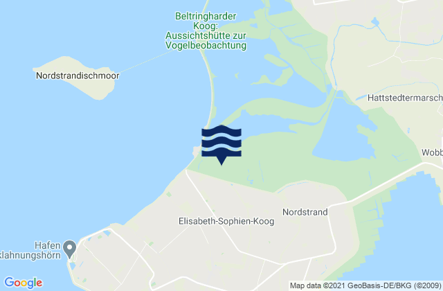 Carte des horaires des marées pour Elisabeth-Sophien-Koog, Denmark