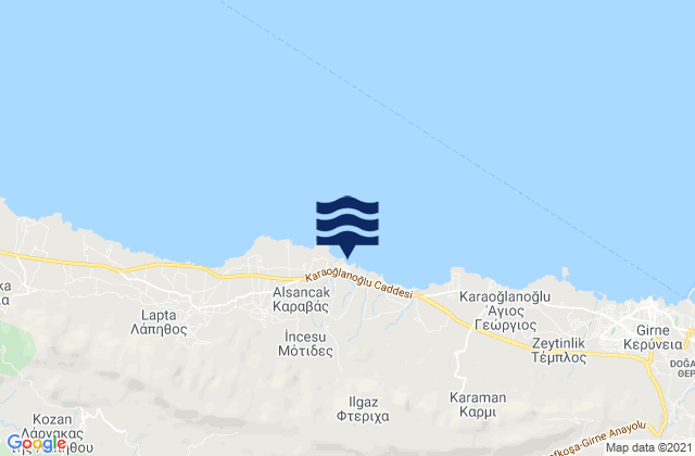 Carte des horaires des marées pour Eliá, Cyprus