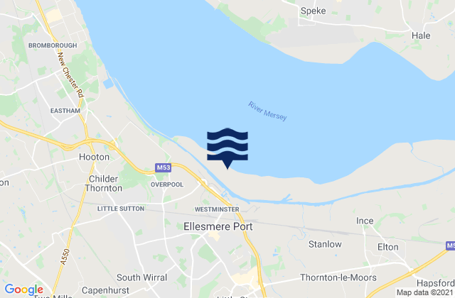Carte des horaires des marées pour Ellesmere Port, United Kingdom