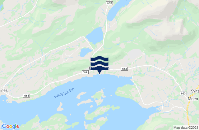 Carte des horaires des marées pour Elnesvågen, Norway