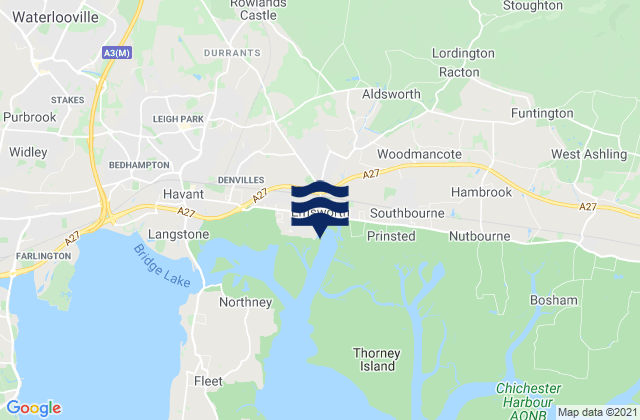 Carte des horaires des marées pour Emsworth Harbour Beach, United Kingdom