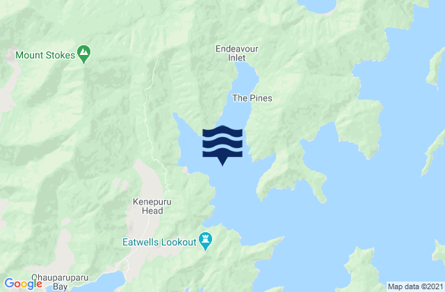 Carte des horaires des marées pour Endeavour Inlet, New Zealand