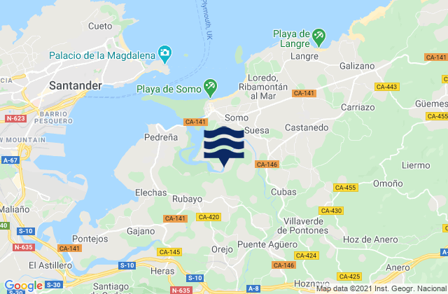 Carte des horaires des marées pour Entrambasaguas, Spain