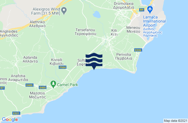 Carte des horaires des marées pour Eparchía Lárnakas, Cyprus