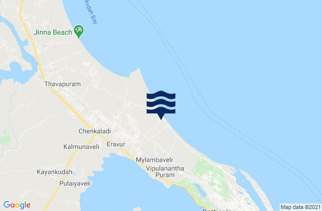Carte des horaires des marées pour Eravur Town, Sri Lanka