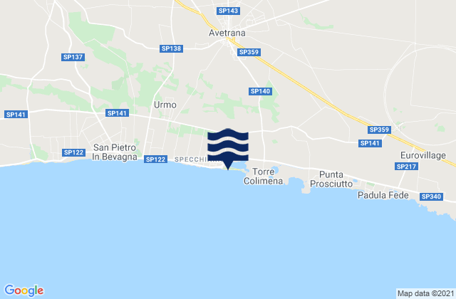 Carte des horaires des marées pour Erchie, Italy