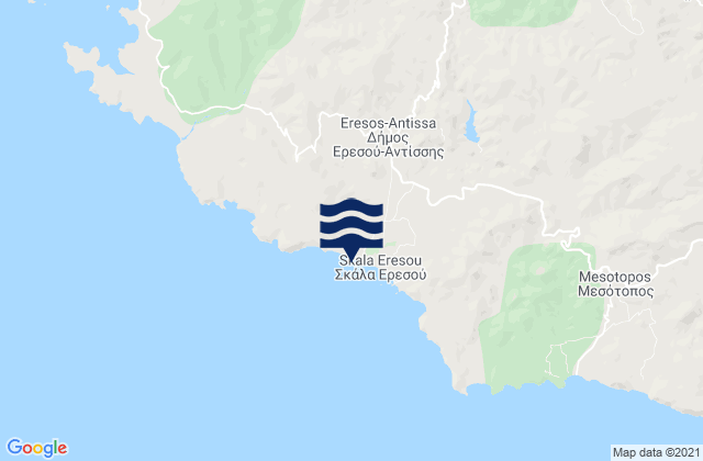 Carte des horaires des marées pour Eresós, Greece