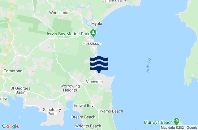 Carte des horaires des marées pour Erowal Bay, Australia
