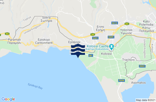 Carte des horaires des marées pour Erími, Cyprus