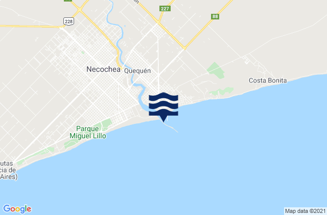Carte des horaires des marées pour Escollera Necochea, Argentina