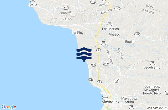 Carte des horaires des marées pour Espino, Puerto Rico