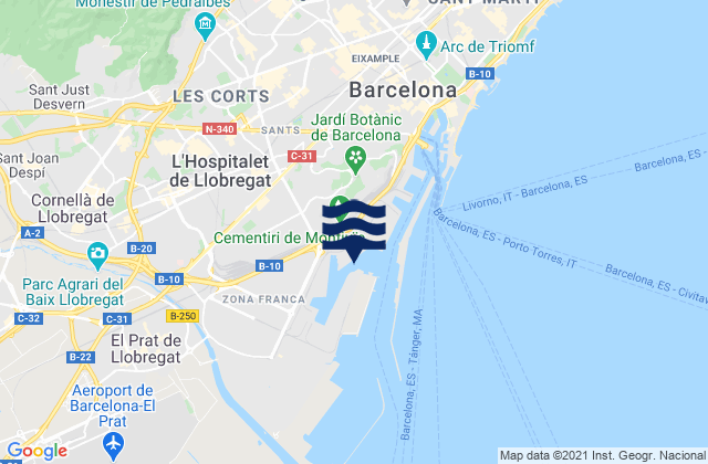 Carte des horaires des marées pour Esplugues de Llobregat, Spain