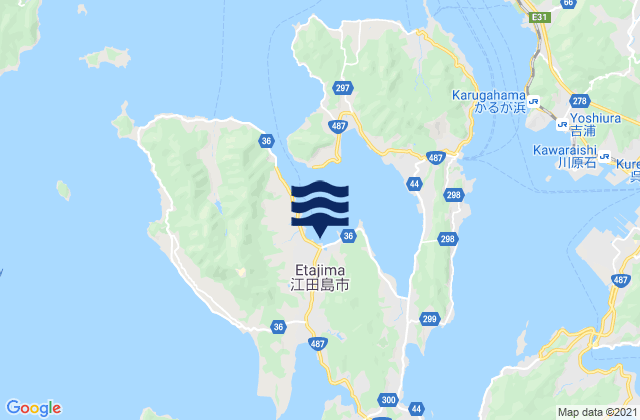 Carte des horaires des marées pour Etajima-shi, Japan
