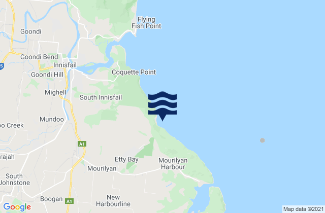 Carte des horaires des marées pour Etty Bay, Australia